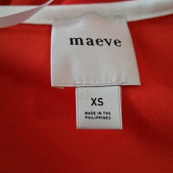 Anthropologie Maeve Red and White Colorblock A-Line Midi Dress Maxi Size XS - Picture 4 of 14